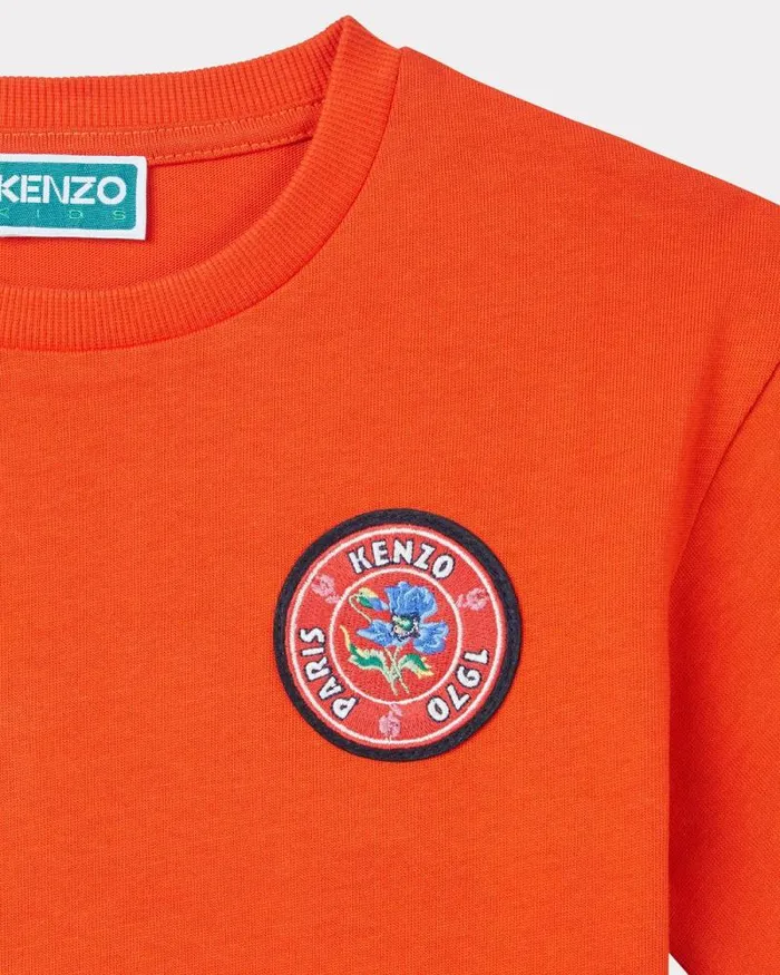 Kids 039KENZO Tour039 Cotton Tshirt Vermillion Kenzo Tshirts And Sweatshirts