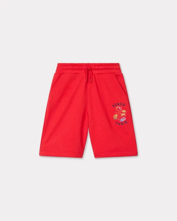 Kids 039Lunar New Year039 Short In Cotton Deep Orange Kenzo Pants And Shorts
