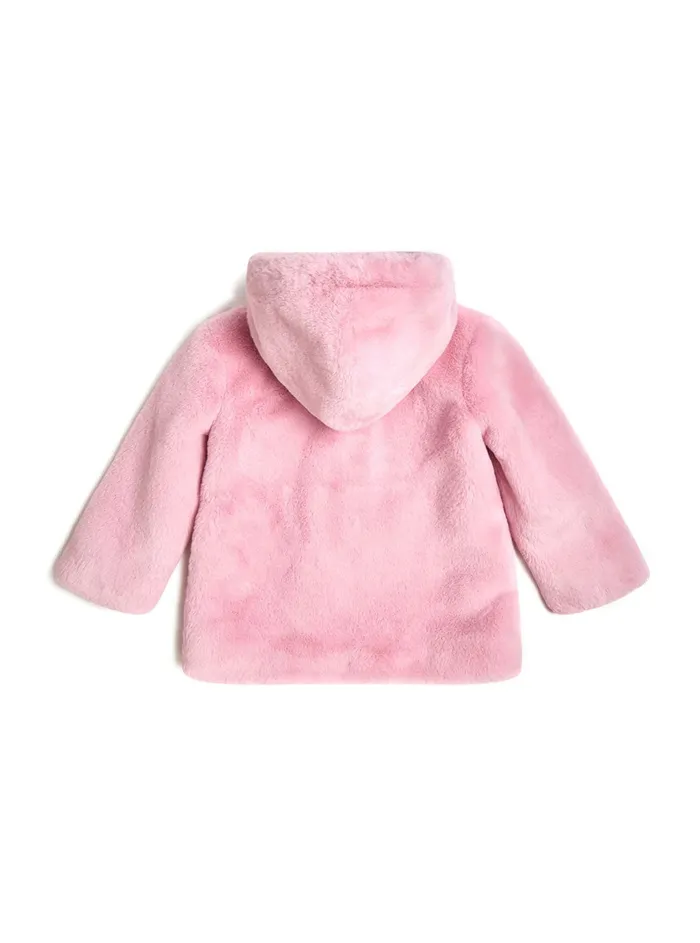 Kids Big Girl GUESS Eco Taffy Rose Faux Fur Jacket 27