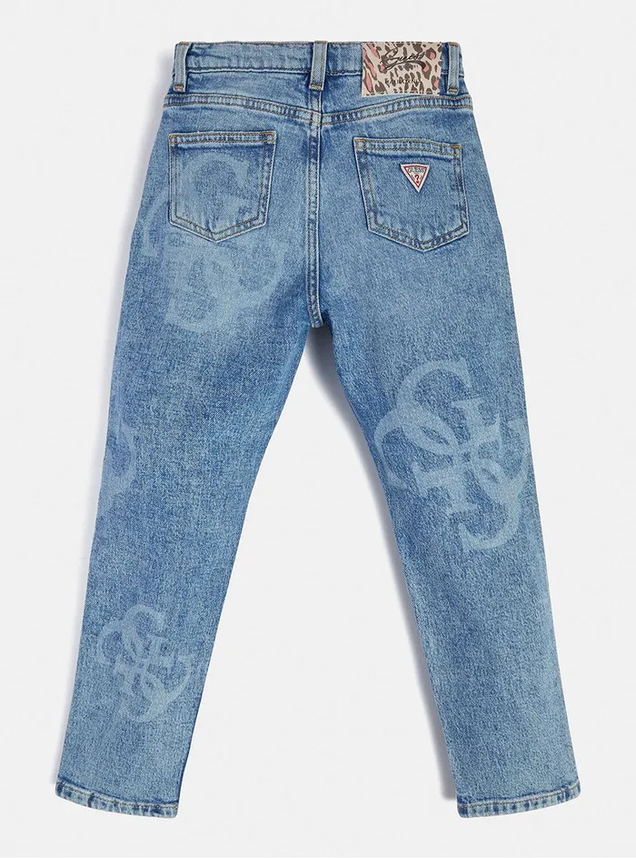 Kids Big Girl GUESS Eco Target Blue Denim Mum Fit Logo Pants 716 Kids Big Girl GUESS Eco Target Blue Denim Mum Fit Logo Pants 716