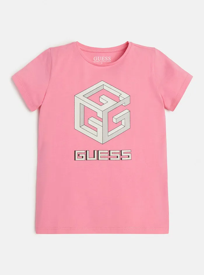 Kids Big Girl GUESS Pink G Cube Logo Tshirt 716