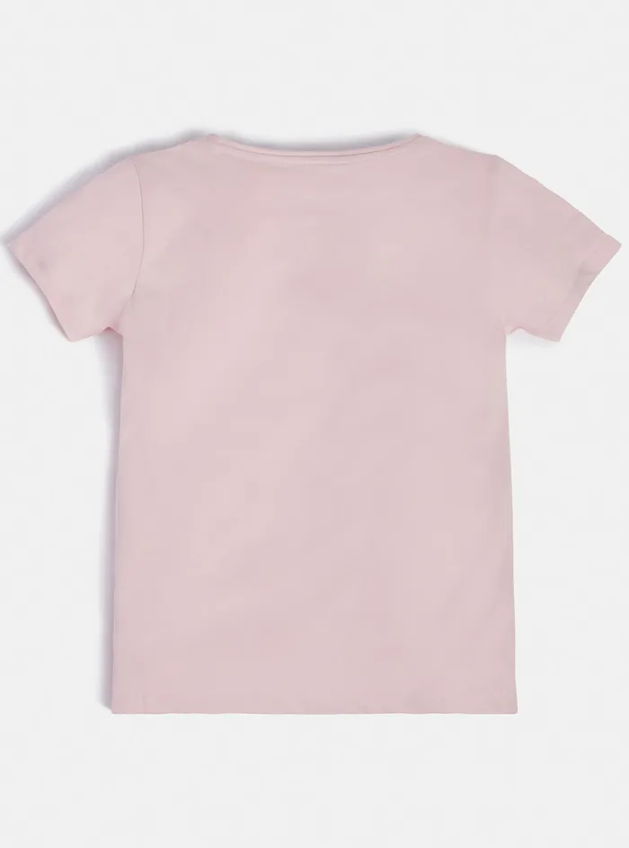 Kids Big Girl GUESS Pink Organic Triangle Logo Tshirt 716 Kids Big Girl GUESS Pink Organic Triangle Logo Tshirt 716