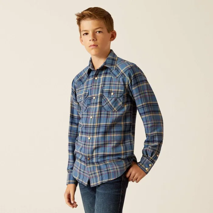 Kids Button Down Shirts Ariat Huntley Retro Fit Shirt Copen Blue