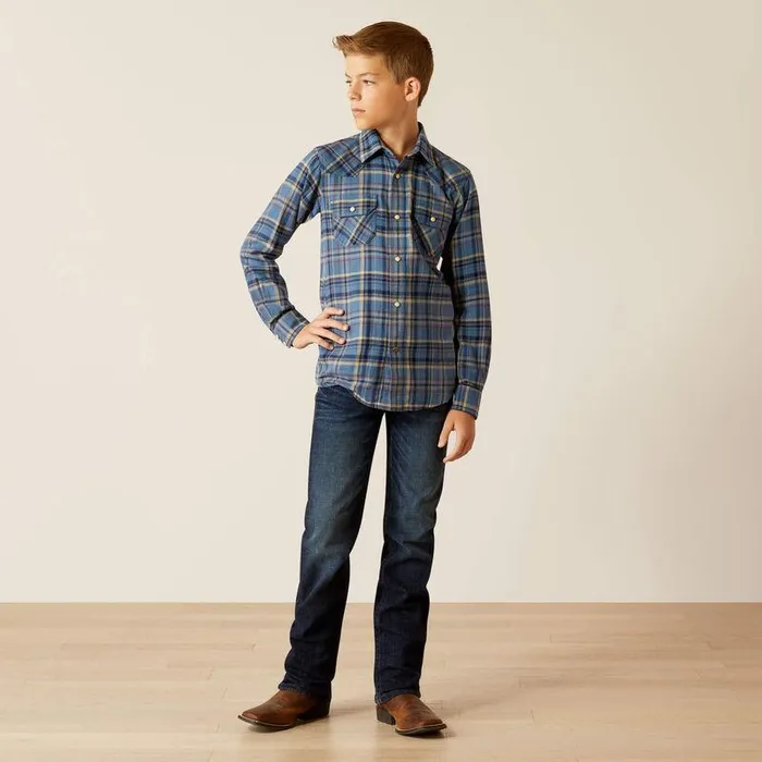 Kids Button Down Shirts Ariat Huntley Retro Fit Shirt Copen Blue
