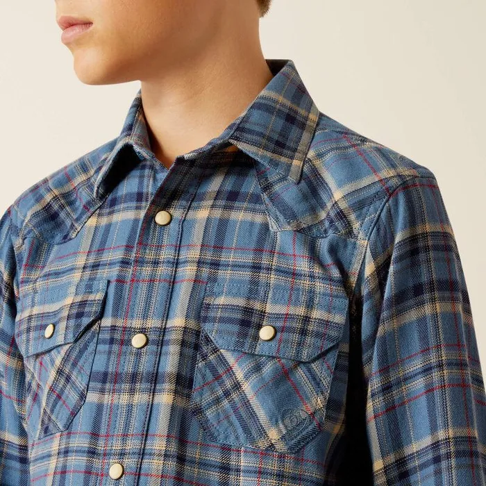 Kids Button Down Shirts Ariat Huntley Retro Fit Shirt Copen Blue