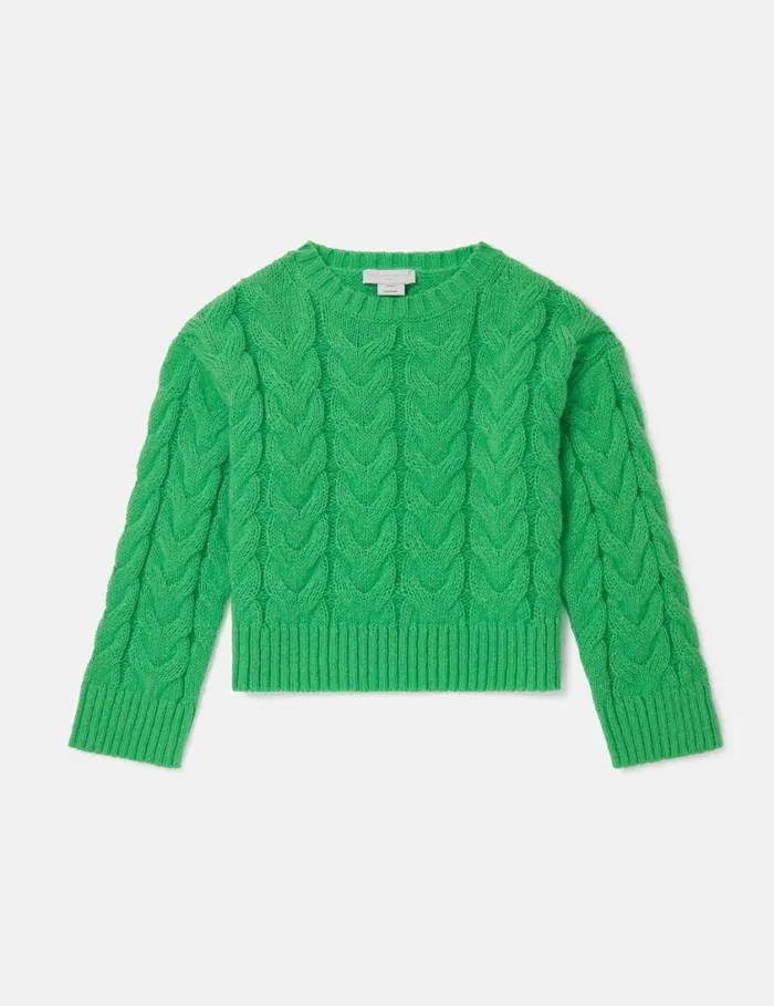 Kids Cable Knit Sweater Green Stella McCartney Sweaters and Cardigans