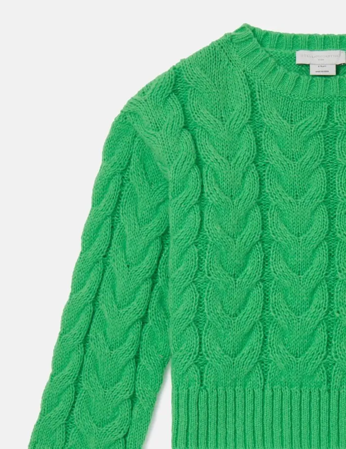 Kids Cable Knit Sweater Green Stella McCartney Sweaters and Cardigans