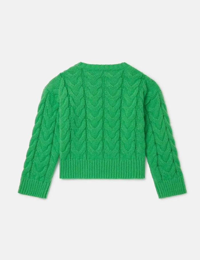 Kids Cable Knit Sweater Green Stella McCartney Sweaters and Cardigans