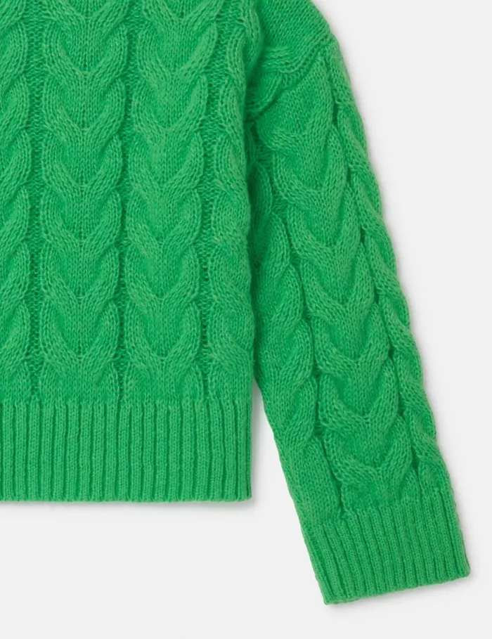 Kids Cable Knit Sweater Green Stella McCartney Sweaters and Cardigans