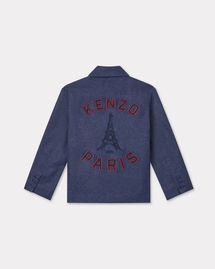 Kids Embroidered Denim Outfit Blue Black Kenzo Jackets And Coats