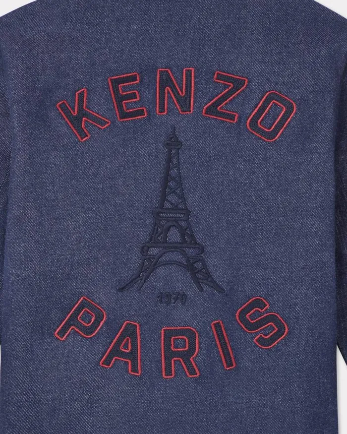 Kids Embroidered Denim Outfit Blue Black Kenzo Jackets And Coats
