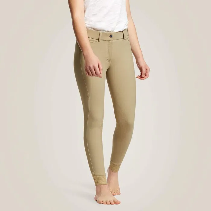 Kids English Riding Clothing Ariat Tri Factor EQ Grip Knee Patch Breech Tan