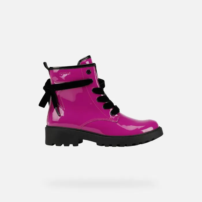 Kids Geox Ankle Boots CASEY GIRL Cyclamen Combat Boots Cyclamen