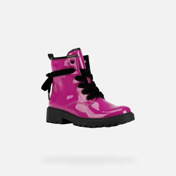 Kids Geox Ankle Boots CASEY GIRL Cyclamen Combat Boots Cyclamen