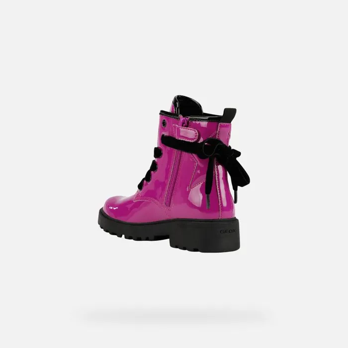 Kids Geox Ankle Boots CASEY GIRL Cyclamen Combat Boots Cyclamen