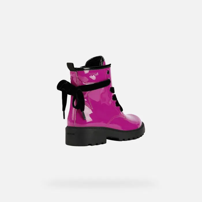 Kids Geox Ankle Boots CASEY GIRL Cyclamen Combat Boots Cyclamen
