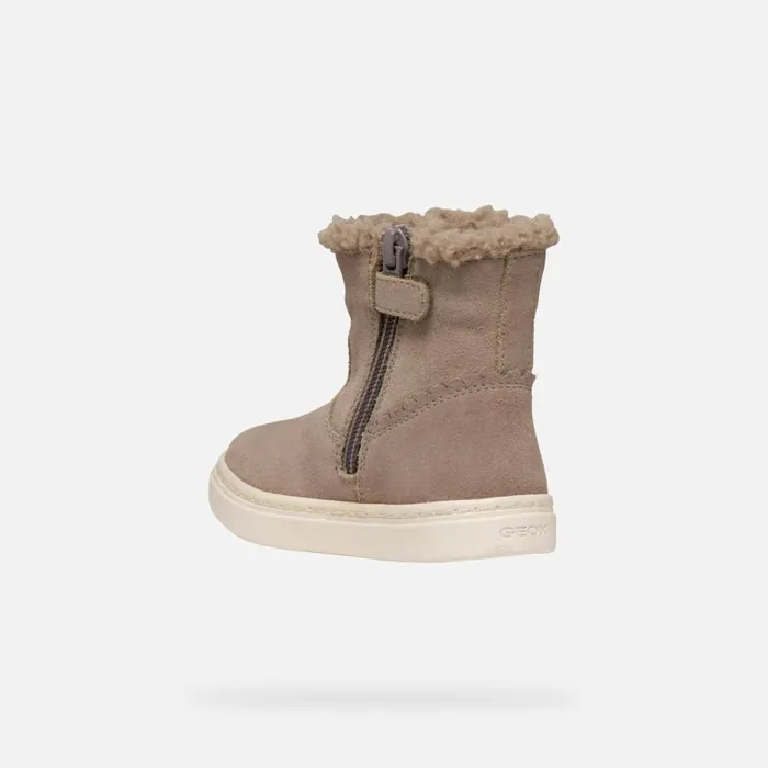 Kids Geox Ankle Boots NASHIK TODDLER GIRL Dark Beige Mid Calf Boots Dark Beige