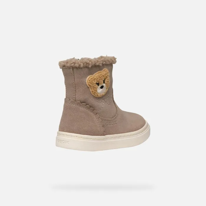 Kids Geox Ankle Boots NASHIK TODDLER GIRL Dark Beige Mid Calf Boots Dark Beige