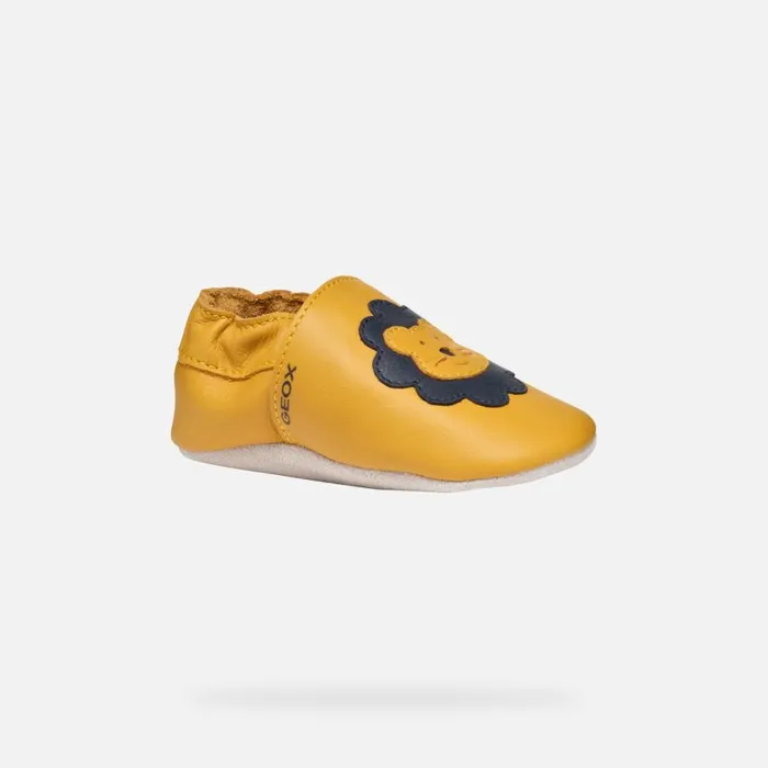 Kids Geox First Steps GLOVIEDOO BABY Ochre YellowNavy Laceless Sneakers Ochre Yellownavy