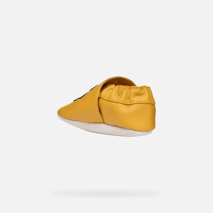Kids Geox First Steps GLOVIEDOO BABY Ochre YellowNavy Laceless Sneakers Ochre Yellownavy