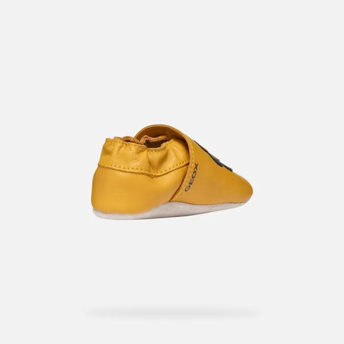 Kids Geox First Steps GLOVIEDOO BABY Ochre YellowNavy Laceless Sneakers Ochre Yellownavy