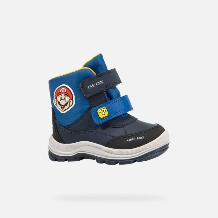 Kids Geox MidCalf Boots FLANFIL ABX BABY NavyRoyal Nintendo 8211 Supermario Navyroyal