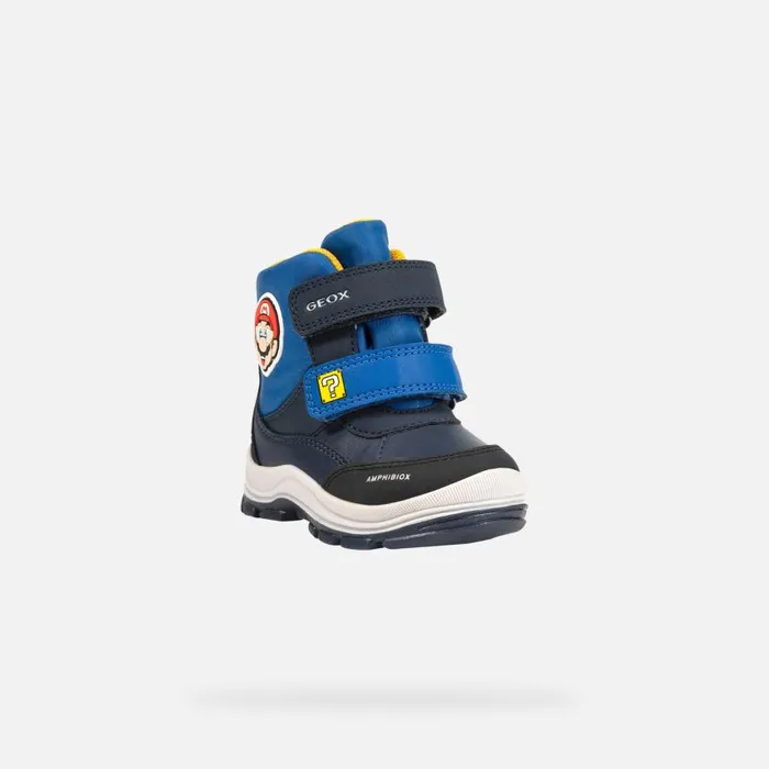 Kids Geox MidCalf Boots FLANFIL ABX BABY NavyRoyal Nintendo 8211 Supermario Navyroyal