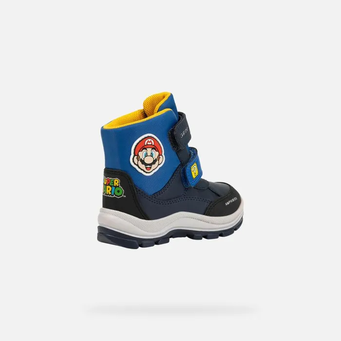 Kids Geox MidCalf Boots FLANFIL ABX BABY NavyRoyal Nintendo 8211 Supermario Navyroyal