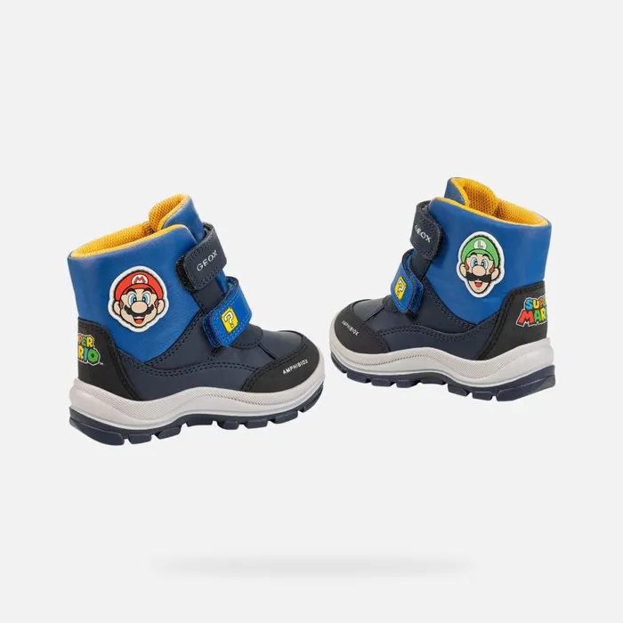 Kids Geox MidCalf Boots FLANFIL ABX BABY NavyRoyal Nintendo 8211 Supermario Navyroyal