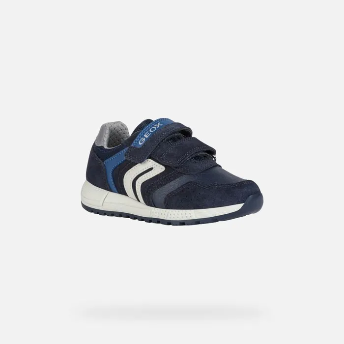 Kids Geox Sneakers ALBEN Junior Boy039s Velcro Shoes Navydark Avio
