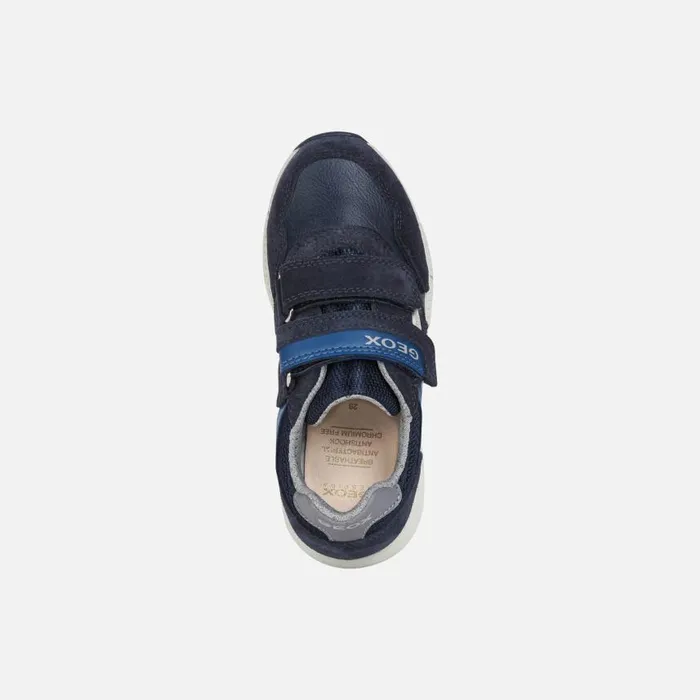 Kids Geox Sneakers ALBEN Junior Boy039s Velcro Shoes Navydark Avio
