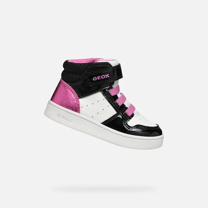 Kids Geox Sneakers ECLYPER BABY WhiteBlack High Top Sneakers Whiteblack