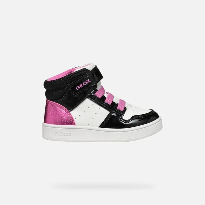 Kids Geox Sneakers ECLYPER BABY WhiteBlack High Top Sneakers Whiteblack