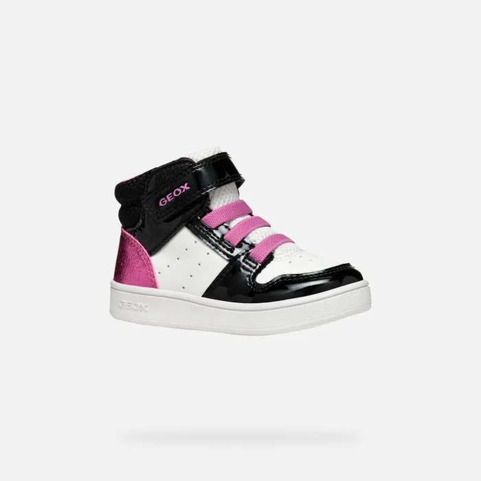 Kids Geox Sneakers ECLYPER BABY WhiteBlack High Top Sneakers Whiteblack