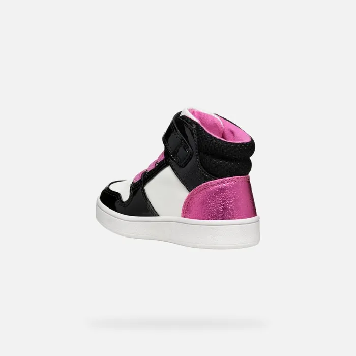 Kids Geox Sneakers ECLYPER BABY WhiteBlack High Top Sneakers Whiteblack