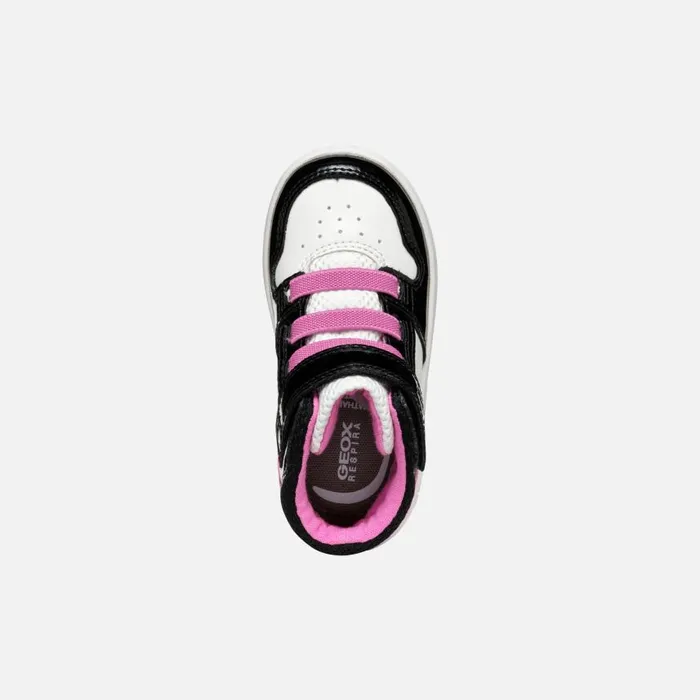 Kids Geox Sneakers ECLYPER BABY WhiteBlack High Top Sneakers Whiteblack