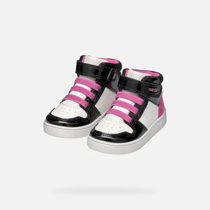 Kids Geox Sneakers ECLYPER BABY WhiteBlack High Top Sneakers Whiteblack