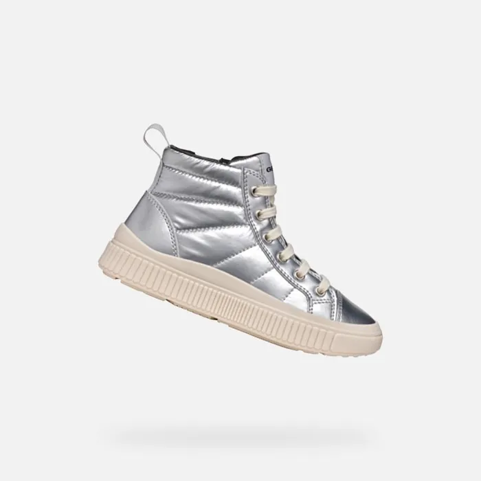 Kids Geox Sneakers LAQUINNY GIRL Silver High Top Sneakers Silver