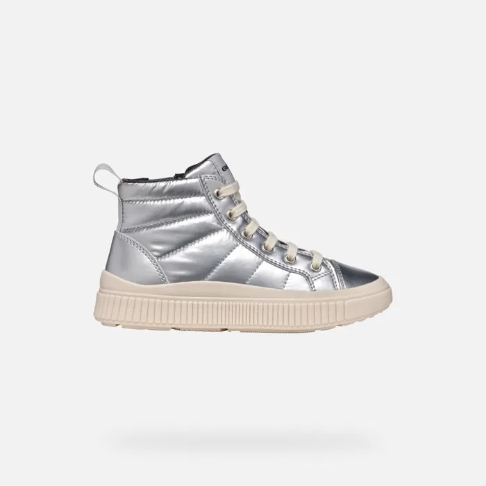 Kids Geox Sneakers LAQUINNY GIRL Silver High Top Sneakers Silver
