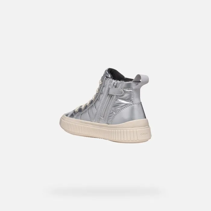 Kids Geox Sneakers LAQUINNY GIRL Silver High Top Sneakers Silver