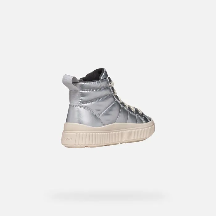 Kids Geox Sneakers LAQUINNY GIRL Silver High Top Sneakers Silver