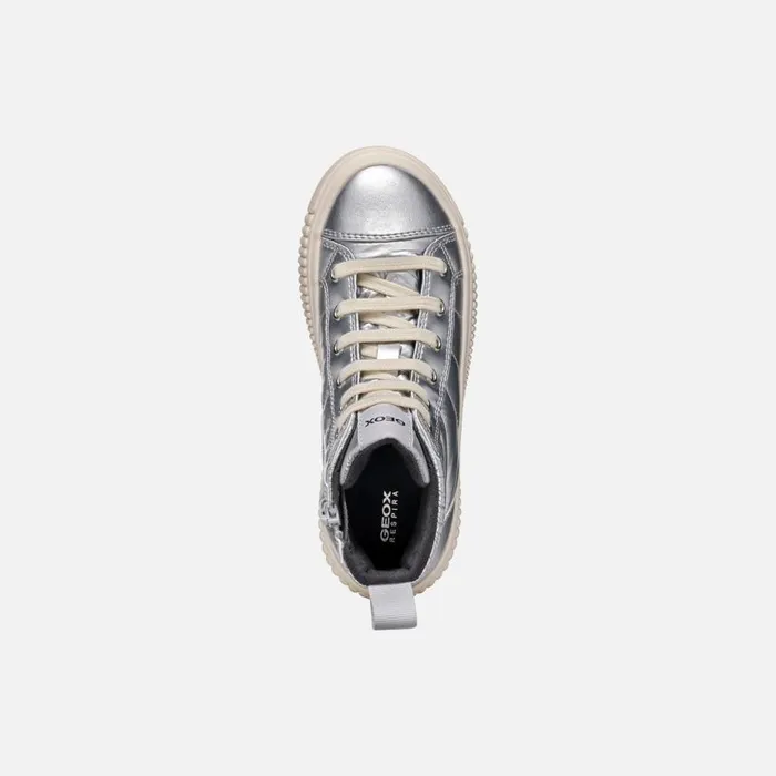 Kids Geox Sneakers LAQUINNY GIRL Silver High Top Sneakers Silver