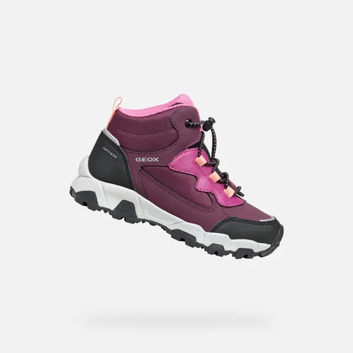 Kids Geox Sneakers MAGNETAR ABX JUNIOR Bordeaux High Top Sneakers Bordeaux