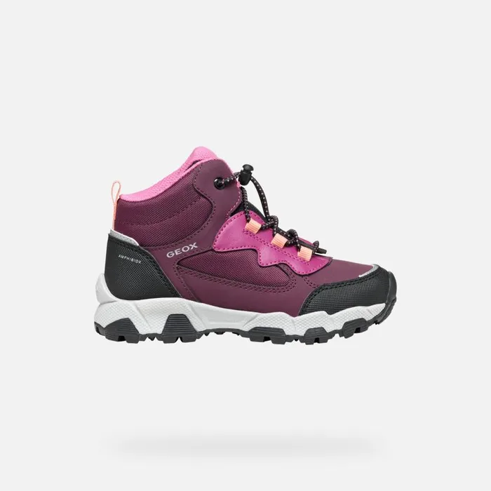 Kids Geox Sneakers MAGNETAR ABX JUNIOR Bordeaux High Top Sneakers Bordeaux