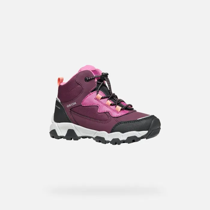Kids Geox Sneakers MAGNETAR ABX JUNIOR Bordeaux High Top Sneakers Bordeaux