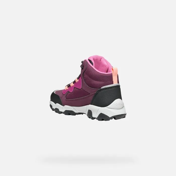 Kids Geox Sneakers MAGNETAR ABX JUNIOR Bordeaux High Top Sneakers Bordeaux