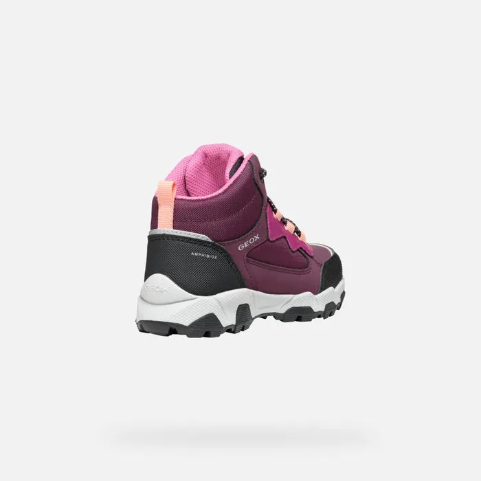 Kids Geox Sneakers MAGNETAR ABX JUNIOR Bordeaux High Top Sneakers Bordeaux