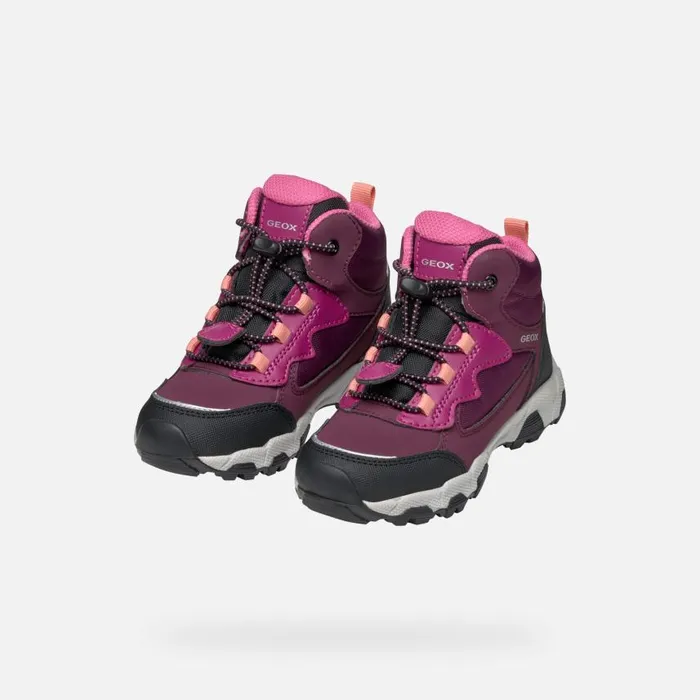 Kids Geox Sneakers MAGNETAR ABX JUNIOR Bordeaux High Top Sneakers Bordeaux