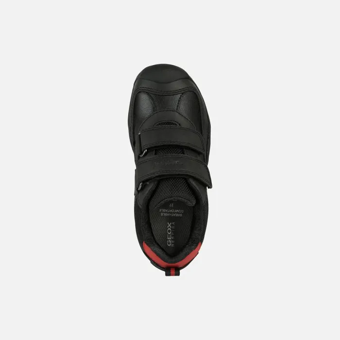 Kids Geox Sneakers NEW SAVAGE A Velcro Shoes Black Junior Boy Geox Blackred