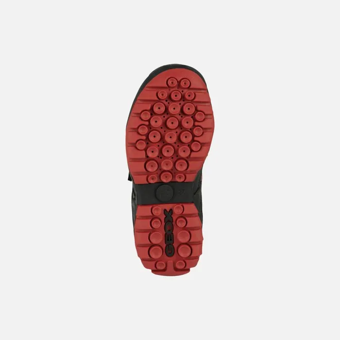 Kids Geox Sneakers NEW SAVAGE A Velcro Shoes Black Junior Boy Geox Blackred